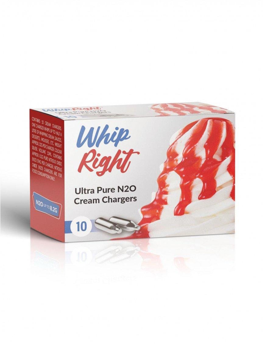 WhipRight Cream Chargers – Ultra Pure N20 10 Pack (10 Bulbs)
