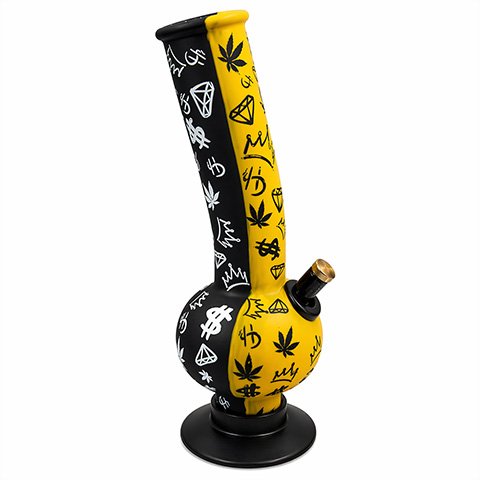 High Delights black and yellow acrylic water pipe with graphic design