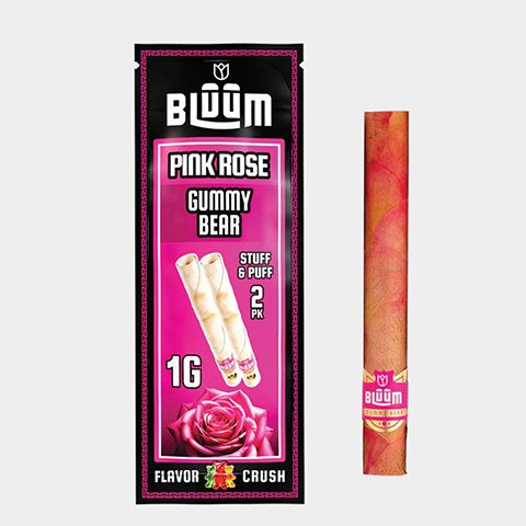 Blüm Pink Rose Gummy Bear floral blunts 2 pack rose wraps