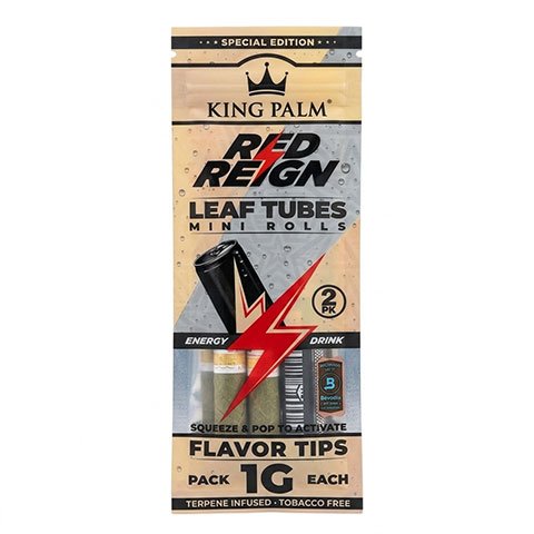 King Palm Red Reign Leaf Tubes Mini Rolls energy drink flavor tips pack